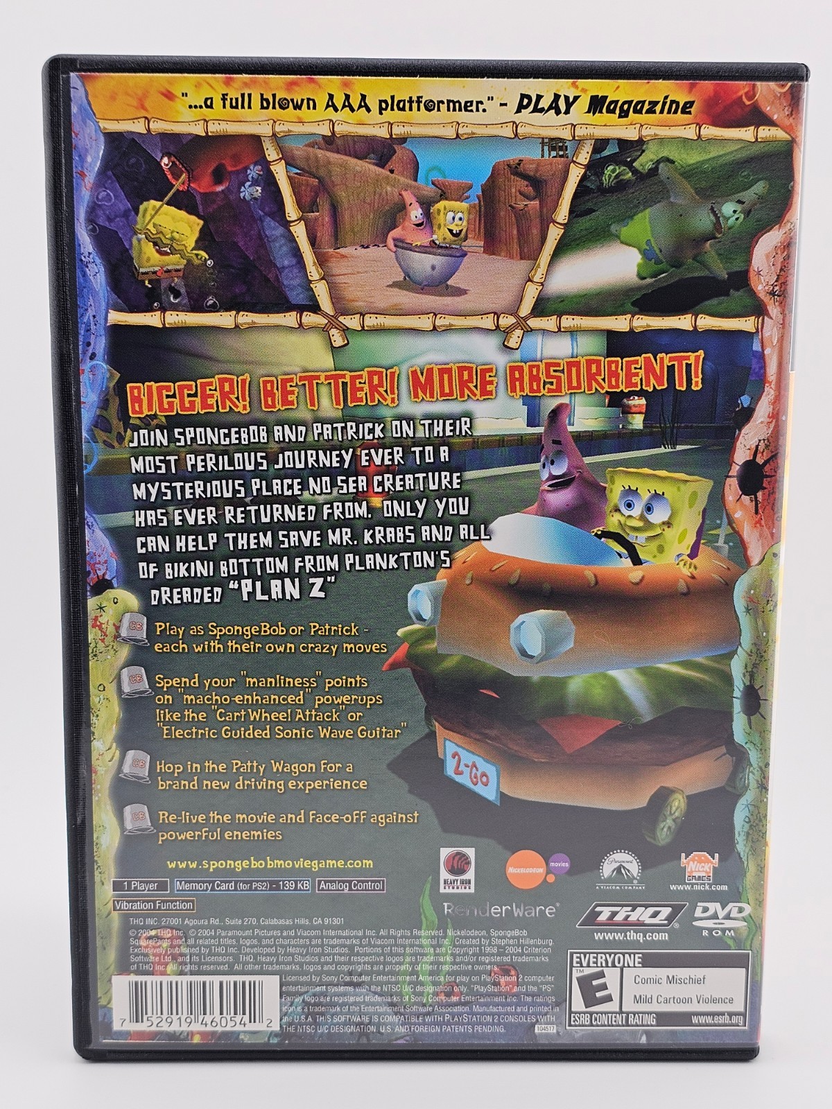 Sony Playstation 2 PS2 The Spongebob Squarepants Movie CIB Cleaned Tested