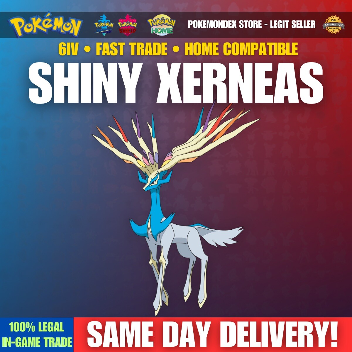 Pokemon Sword And Shield | ✨ SHINY XERNEAS ✨6IV MAX EVs • BATTLE READY ✨