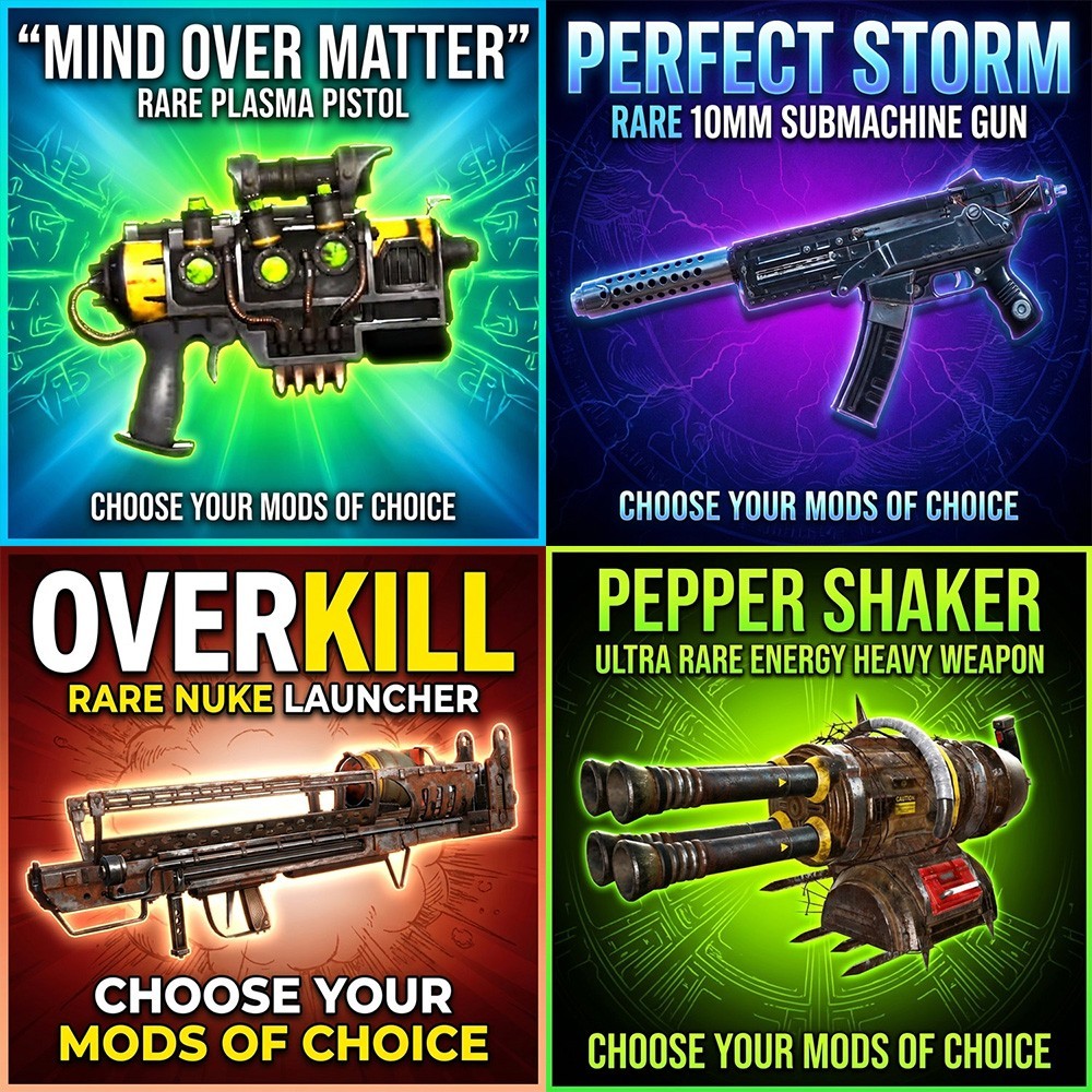 FALLOUT 76 [PC] ANY UNIQUE WEAPON YOU WANT + 4 LEGENDARY MODS