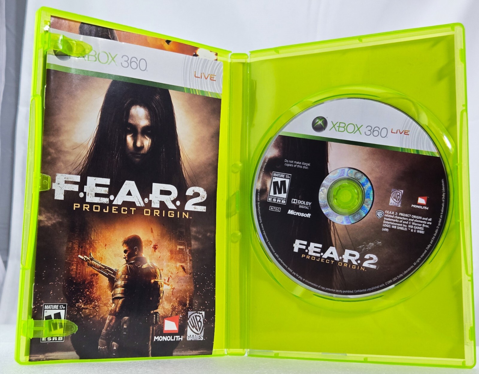 F.E.A.R. 2 Project Origin (Fear) (Microsoft Xbox 360, 2009) – Complete, CIB!