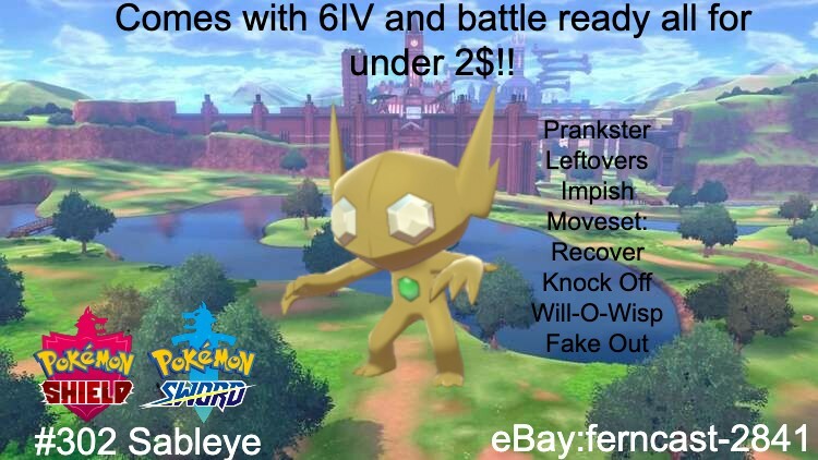 Pokemon Sword And Shield Shiny Sableye 6IV Battle Ready Fast Delivery