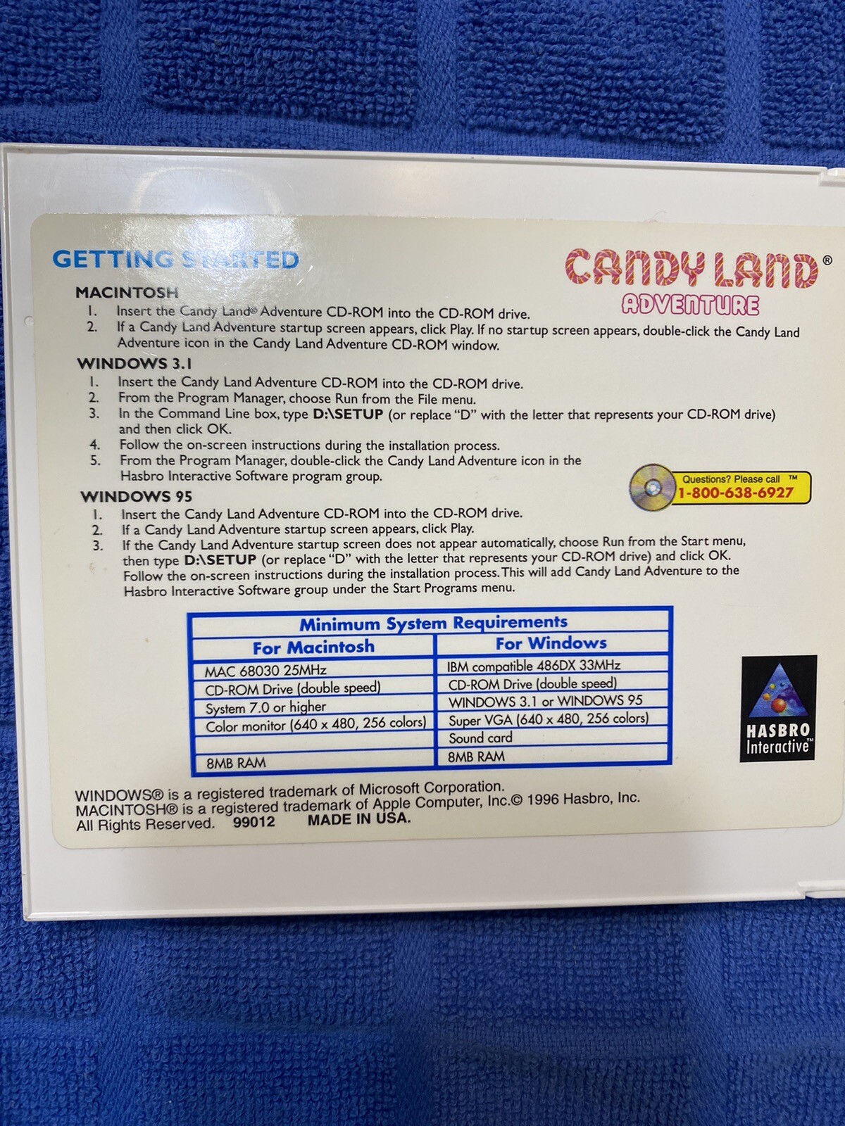 Hasbro Interactive Candyland Adventure Game CD-ROM 96 Complete With Box&Instruct