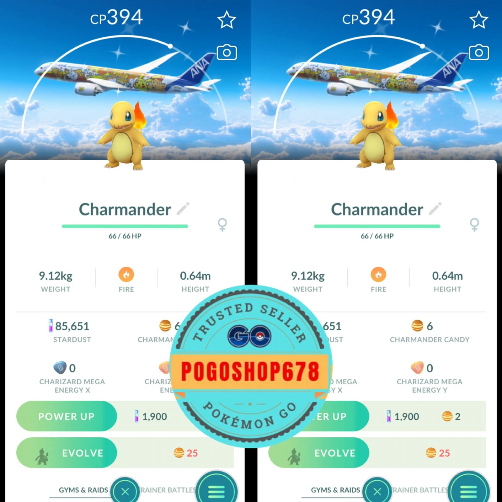 Pokémon Go – Shiny Charmander Red Pokemon Jet-Themed Background ✨ Trade or P T C