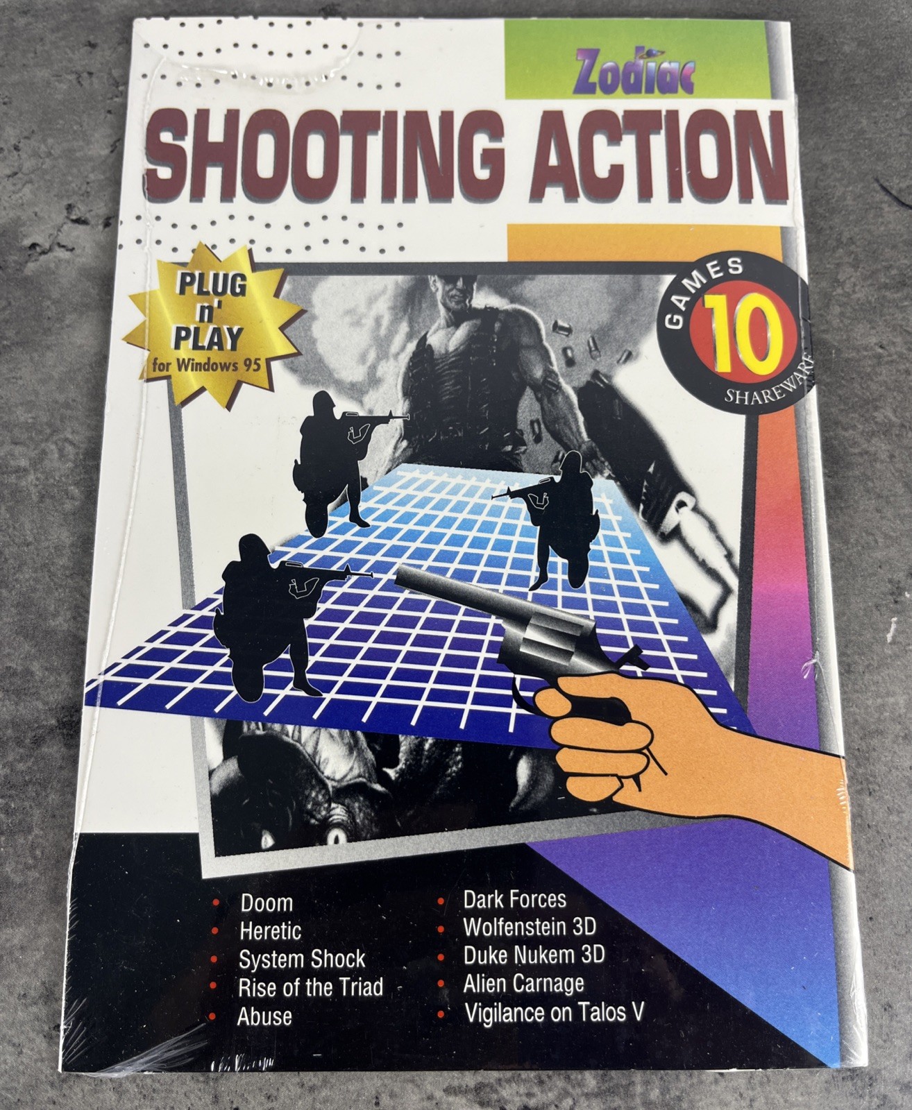 Vtg NOS Zodiac Shooting Action 10 Games For Windows 95 Cd Rom Plug & Play Rare