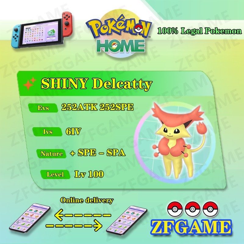 ✨6IV SHINY Delcatty + EVS🚀 POKEMON HOME✨Champions✨Online delivery⚡