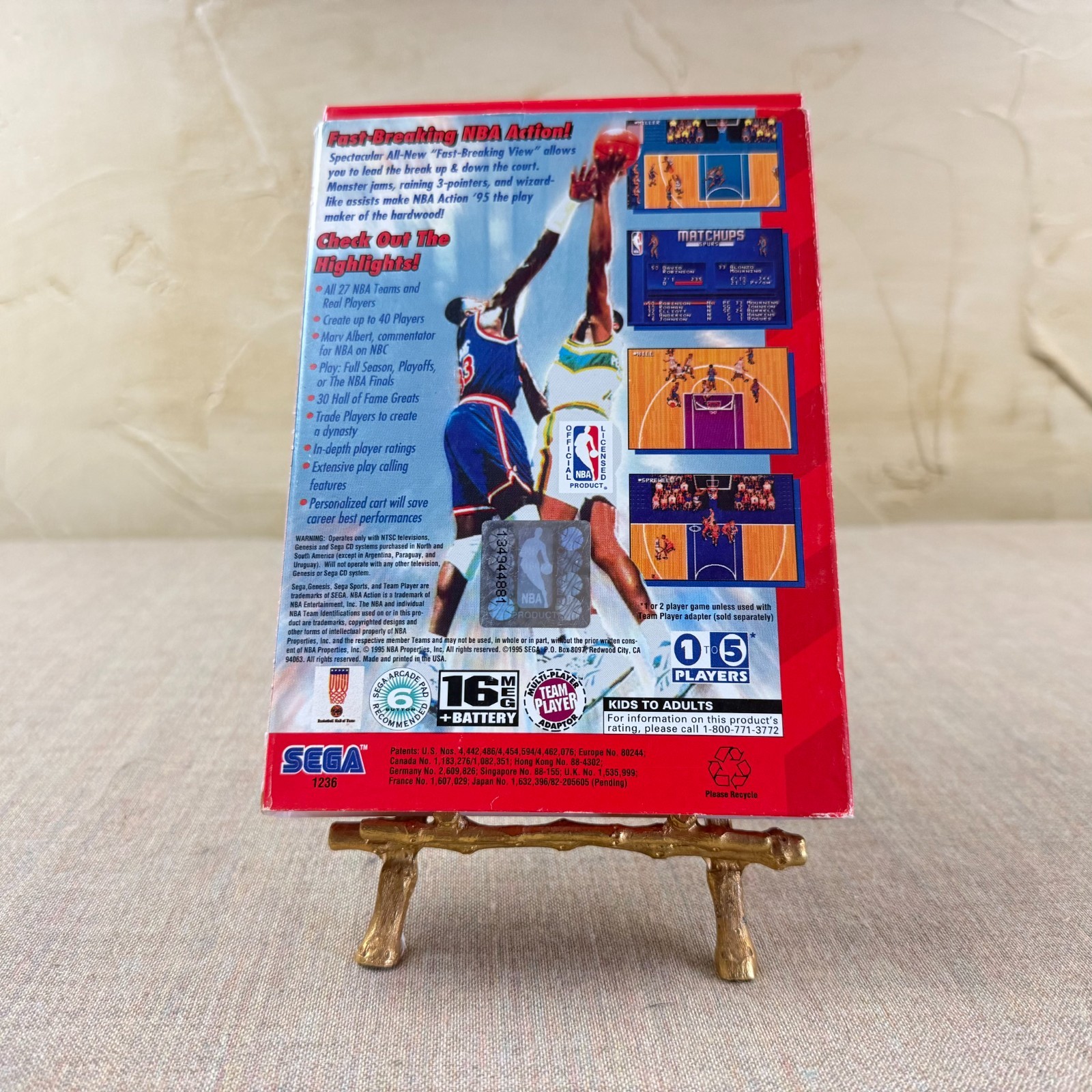 NBA Action ’95 Sega Genesis CIB Complete Manual Inserts Tested Working