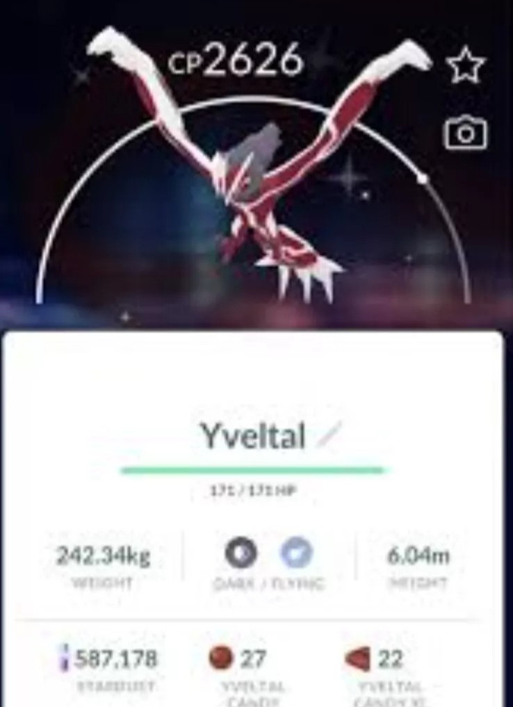 ✨ Shiny Yveltal ✨ – P T C – 80k stardust – Description