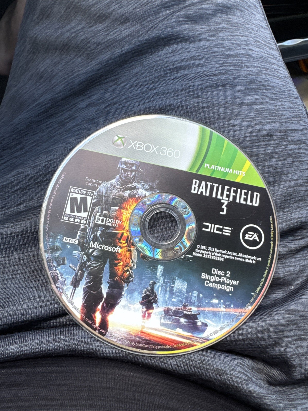 Battlefield 3 (Microsoft Xbox 360, 2011) Disc 2 Only Single Player