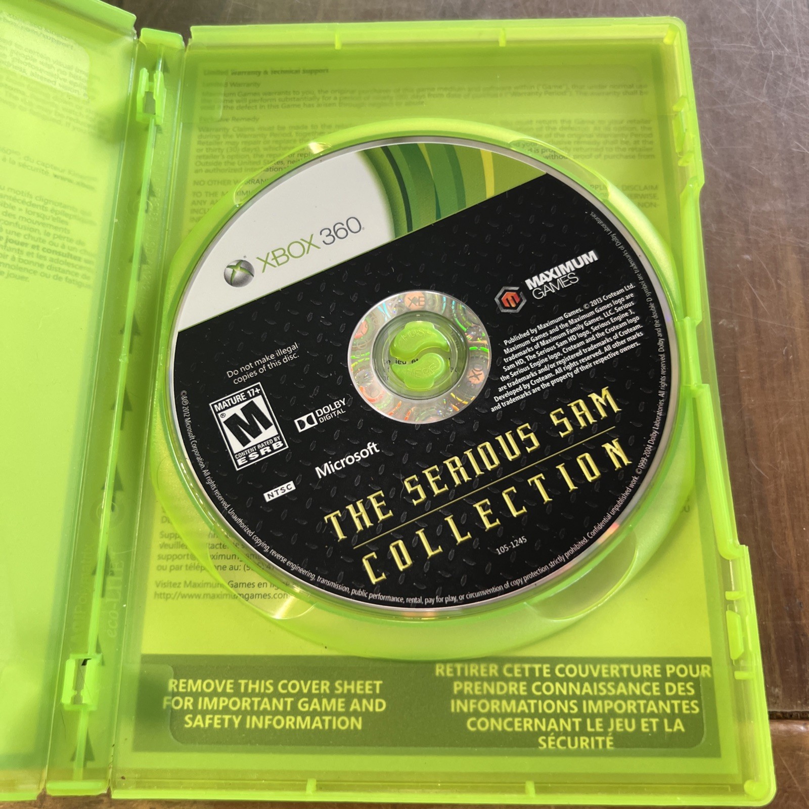 Serious Sam Collection (Microsoft Xbox 360, 2013) No Manual