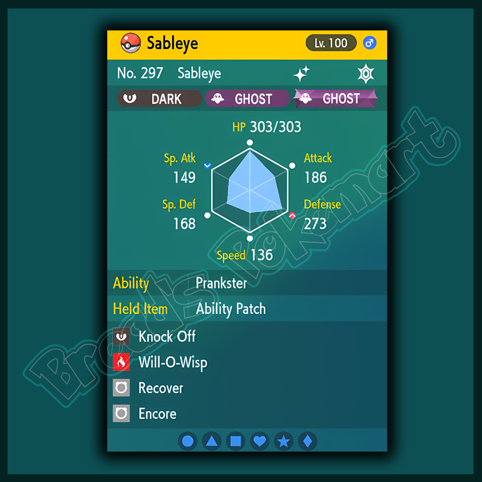 SABLEYE ✨ SHINY 6IV ✨ Pokemon SCARLET and VIOLET lv100 Battle Ready +EV Trained