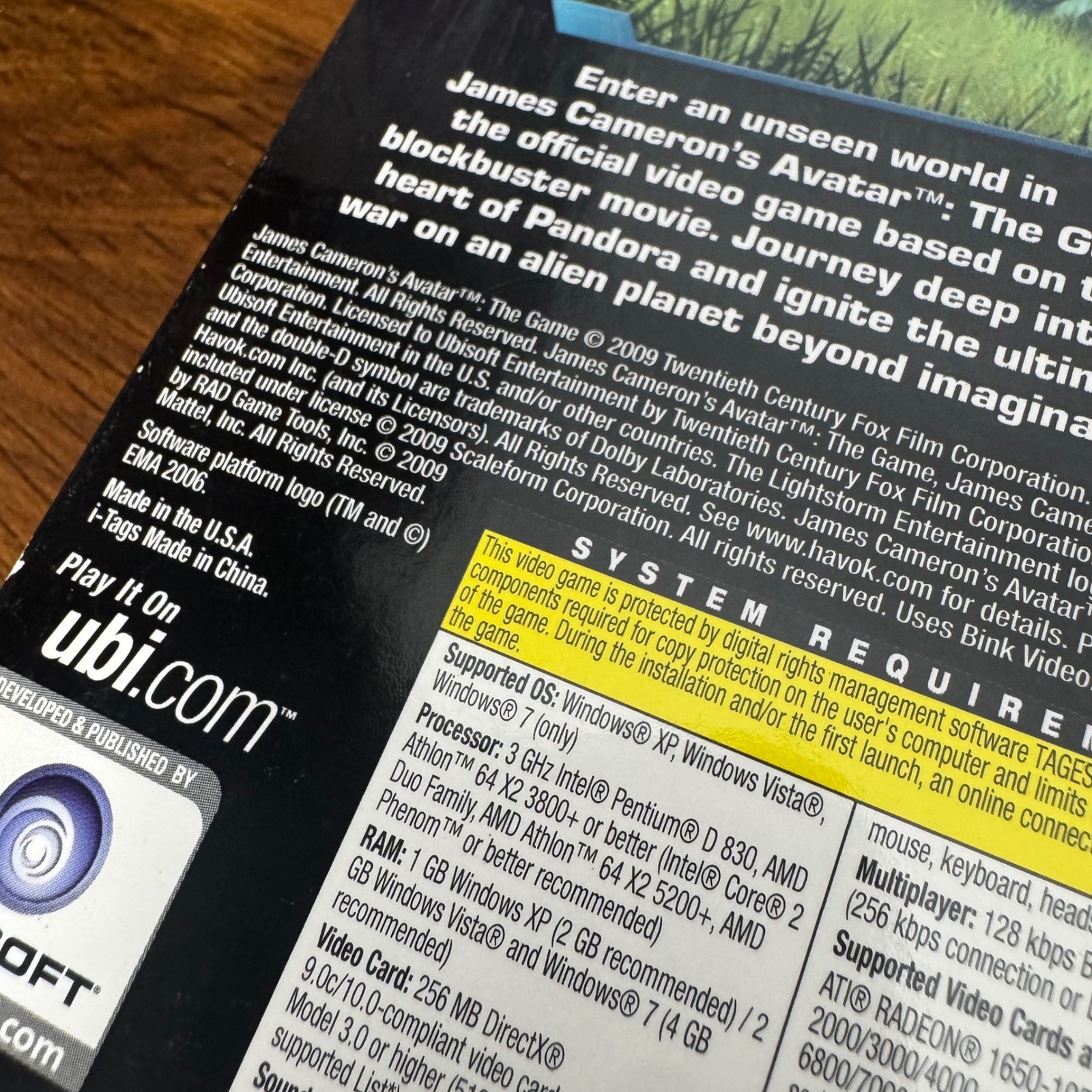 James Cameron’s Avatar The Game PC DVD-ROM Ubisoft 2009 with 2 Mattel i-Tags