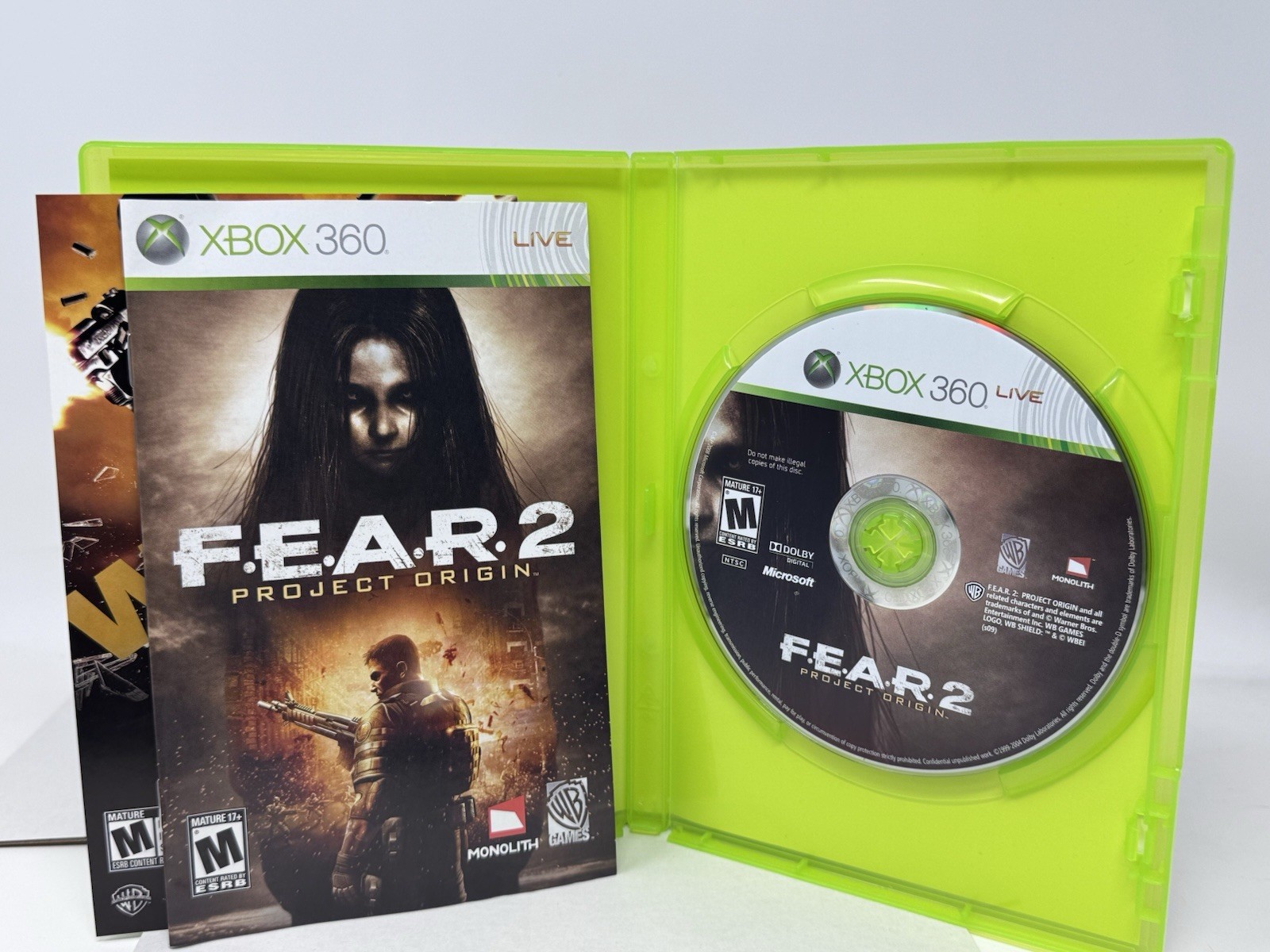 FEAR 2 Project Origin (Microsoft Xbox 360, 2009) Complete CIB w/Slipcover