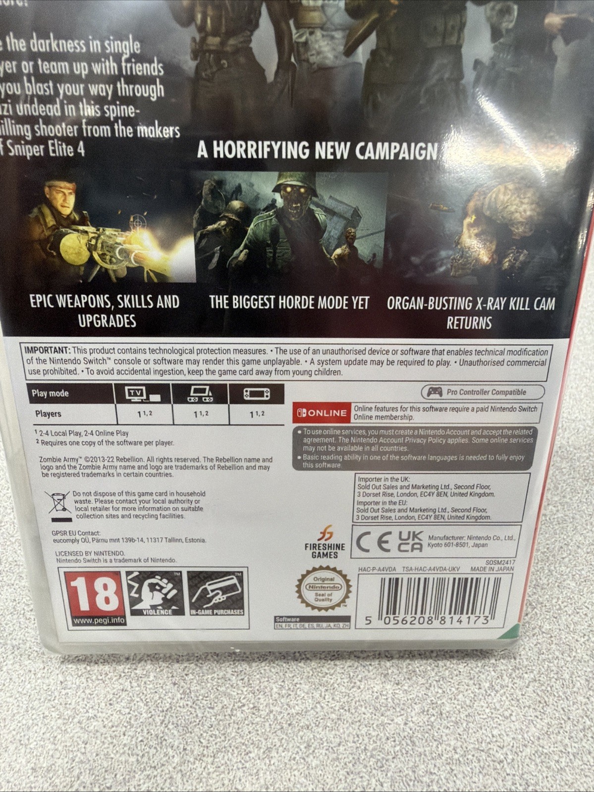 Zombie Army 4 Dead War Nintendo Switch Brand New Factory Sealed