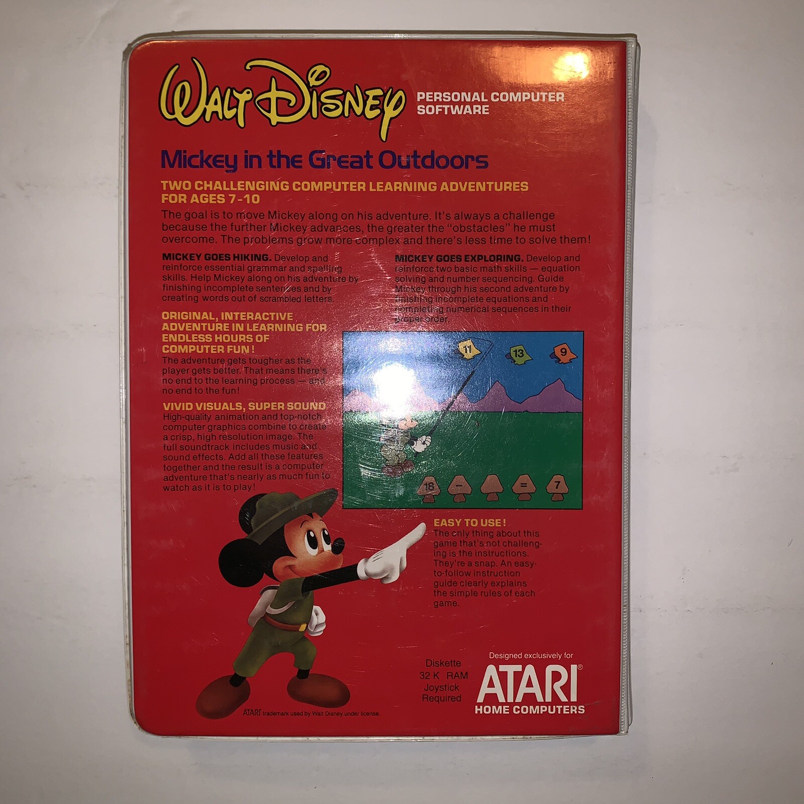 Atari Home Computer Game Mickey In The Great Outdoors Ages 7-10 Floppy Disk E27