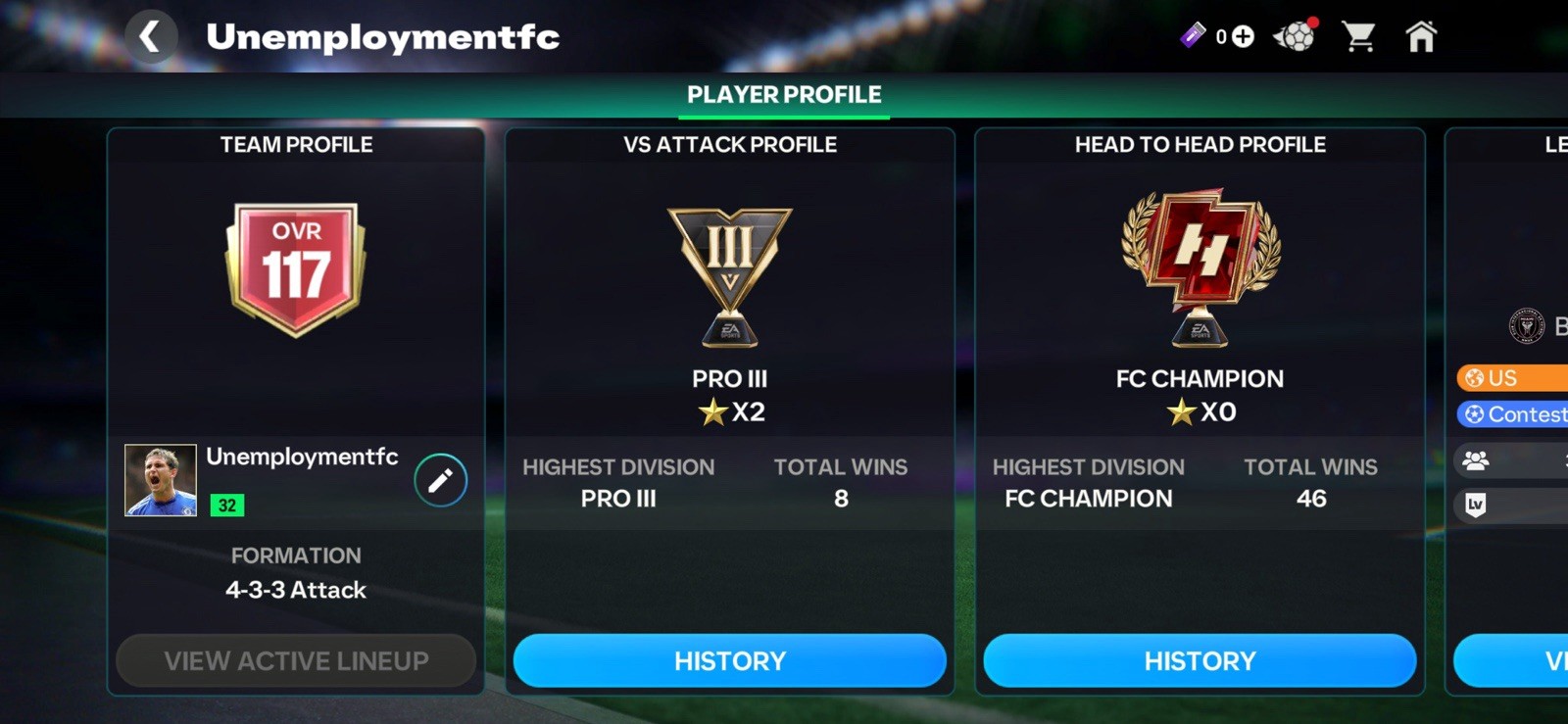 EA FC Mobile Player Profile OVR 117 4-3-3 Attack Pro III Android FIFA