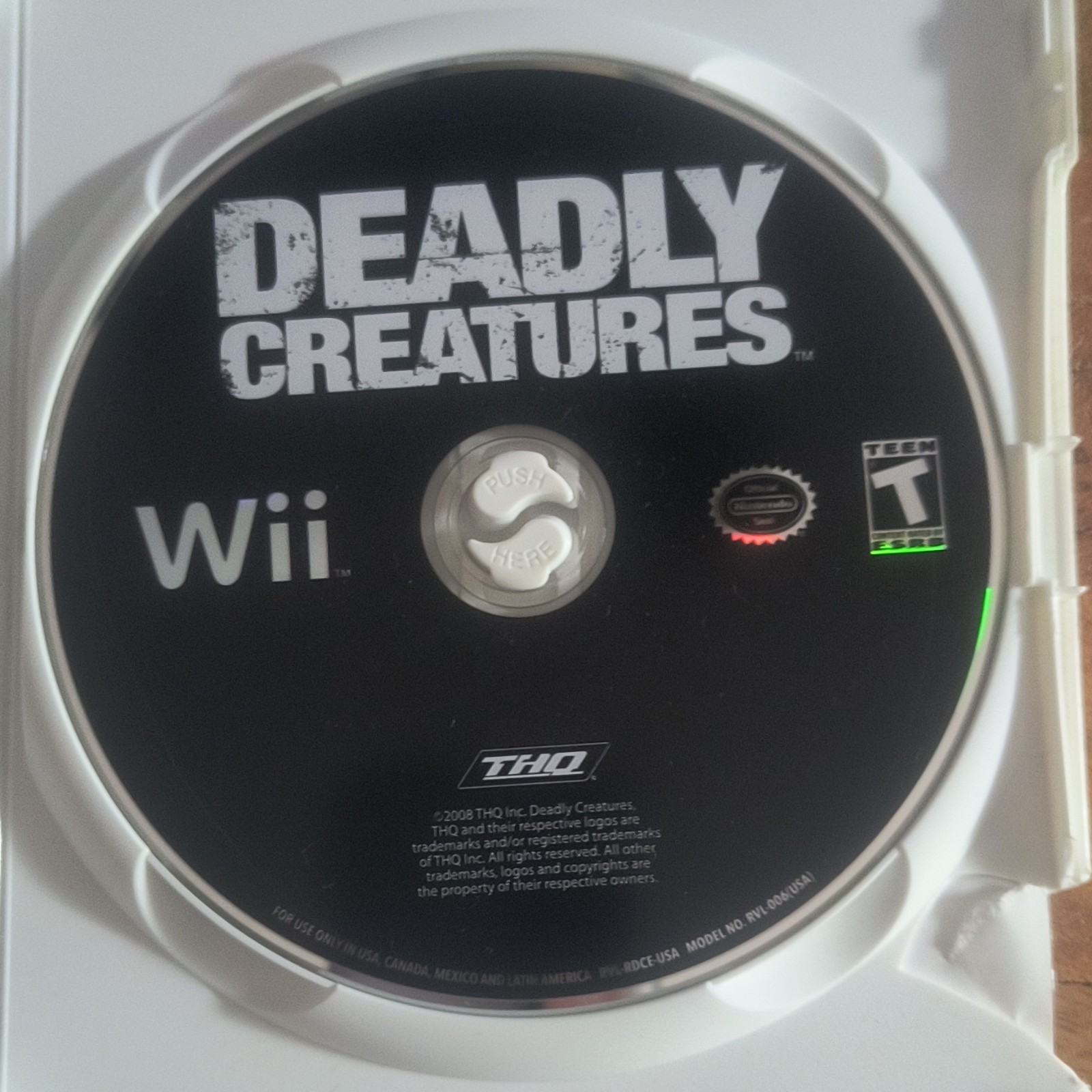 THQ Deadly Creatures Nintendo Wii Action Adventure Manual T-Teen NTSC-U/C