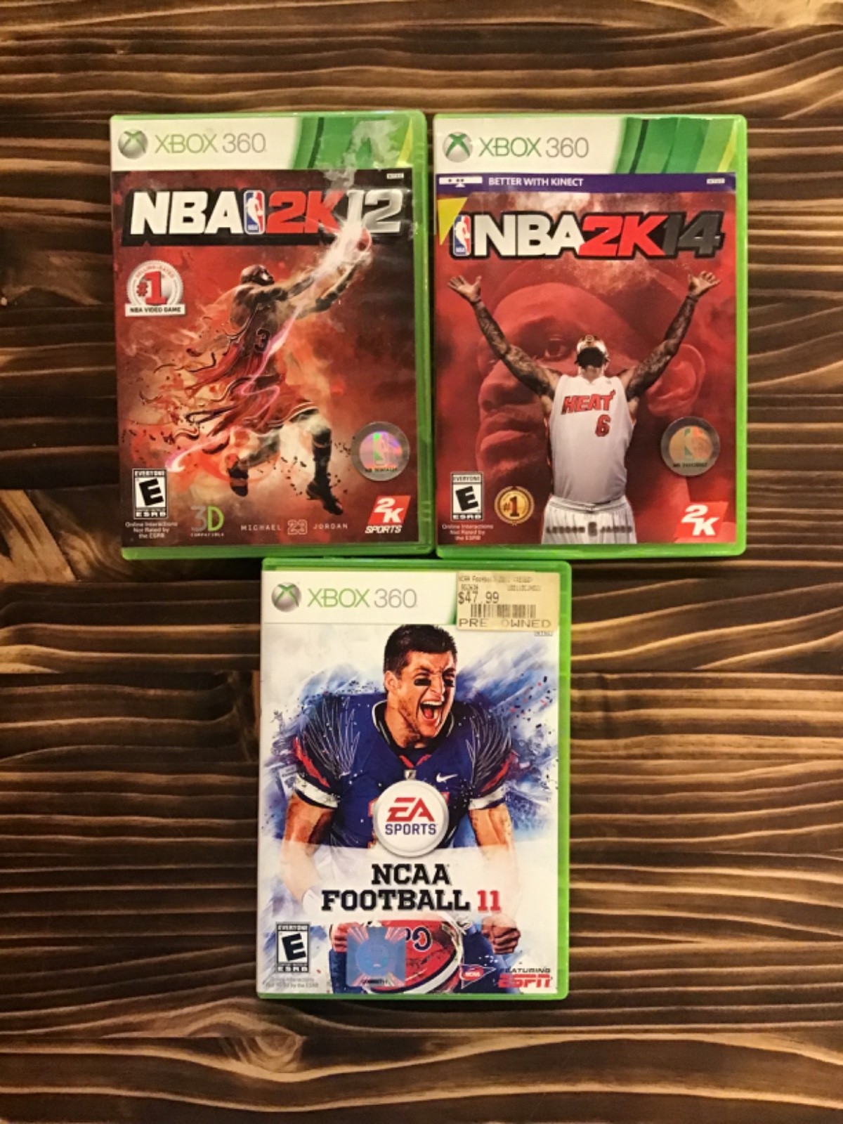3 Xbox 360 Game Bundle NBA 2K12 and 2K14, NCAA Football 11 (KE)