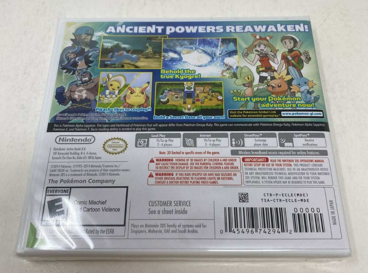 Pokemon Alpha Sapphire Nintendo 3DS Game Brand New & Factory Sealed!