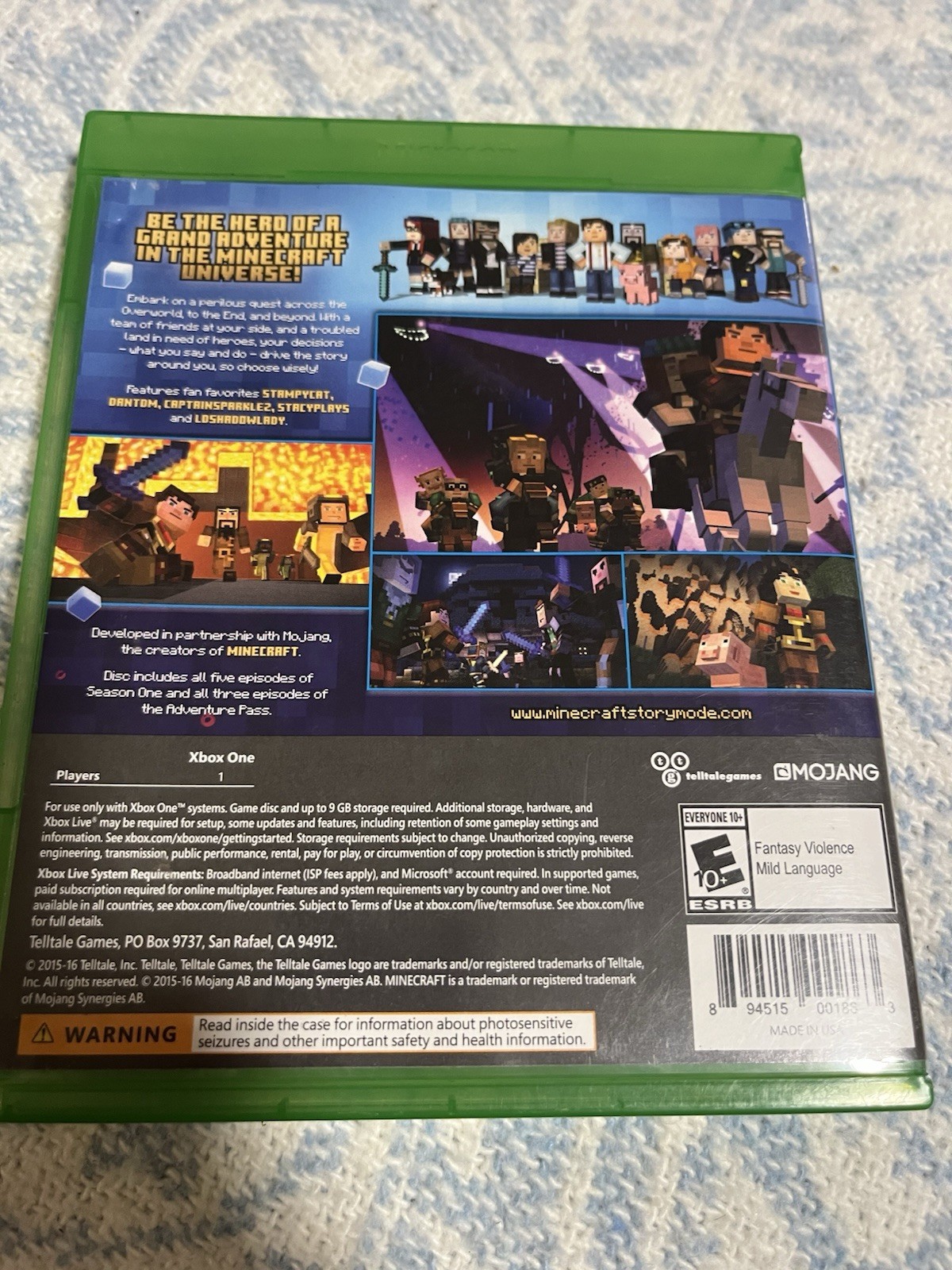 Minecraft: Story Mode Complete Adventure (Microsoft Xbox One, 2016)