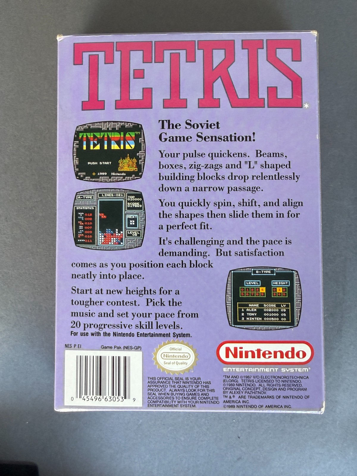 Tetris NES Nintendo CIB Complete In Box Manual Inserts 1989 First Party