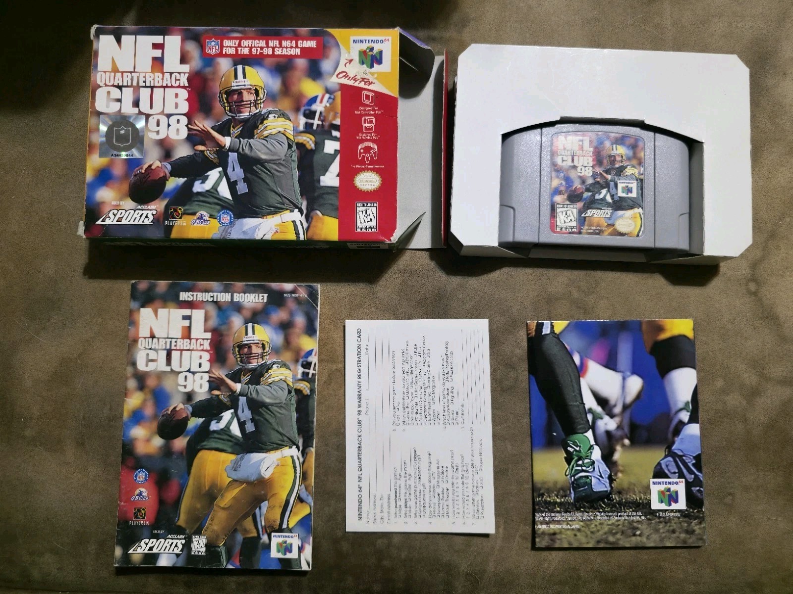 NFL Quarterback Club 98 (Nintendo 64 N64, 1997) CIB Complete Reg Card Poster