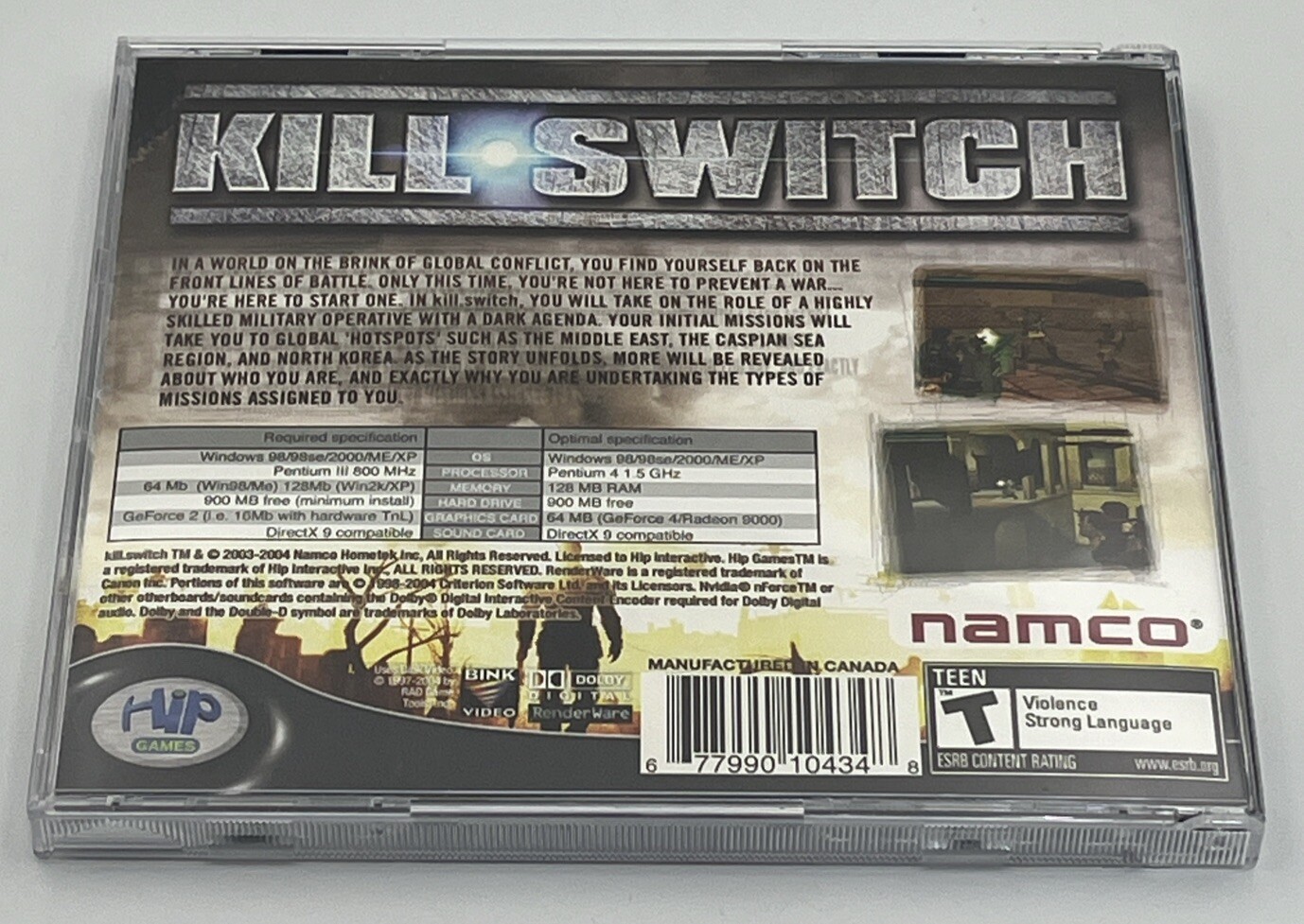 Kill Switch (PC, 2004) in Retail Box Complete Hip Games Rated Teen