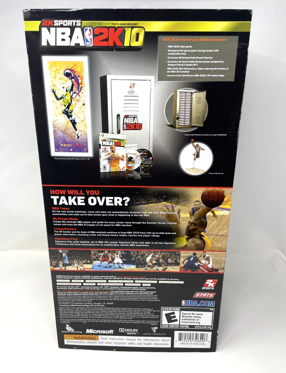 NBA 2K10 Tenth Anniversary Edition Microsoft Xbox 360 Kobe Bryant Locker /30000