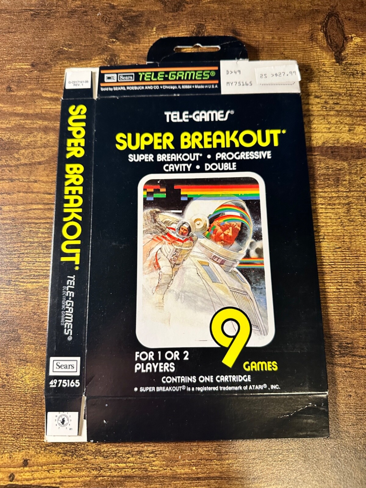 Super Breakout 1978 Sears Tele-Games—Atari 2600 Complete w/ Box, Manual&Cart CIB