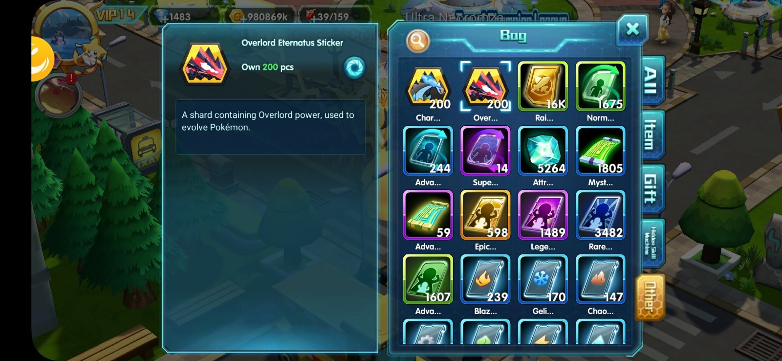 Pokeland Legend VIP14 Account w/ 200 OL Eternatus Shard & 150 Eternatus Shards