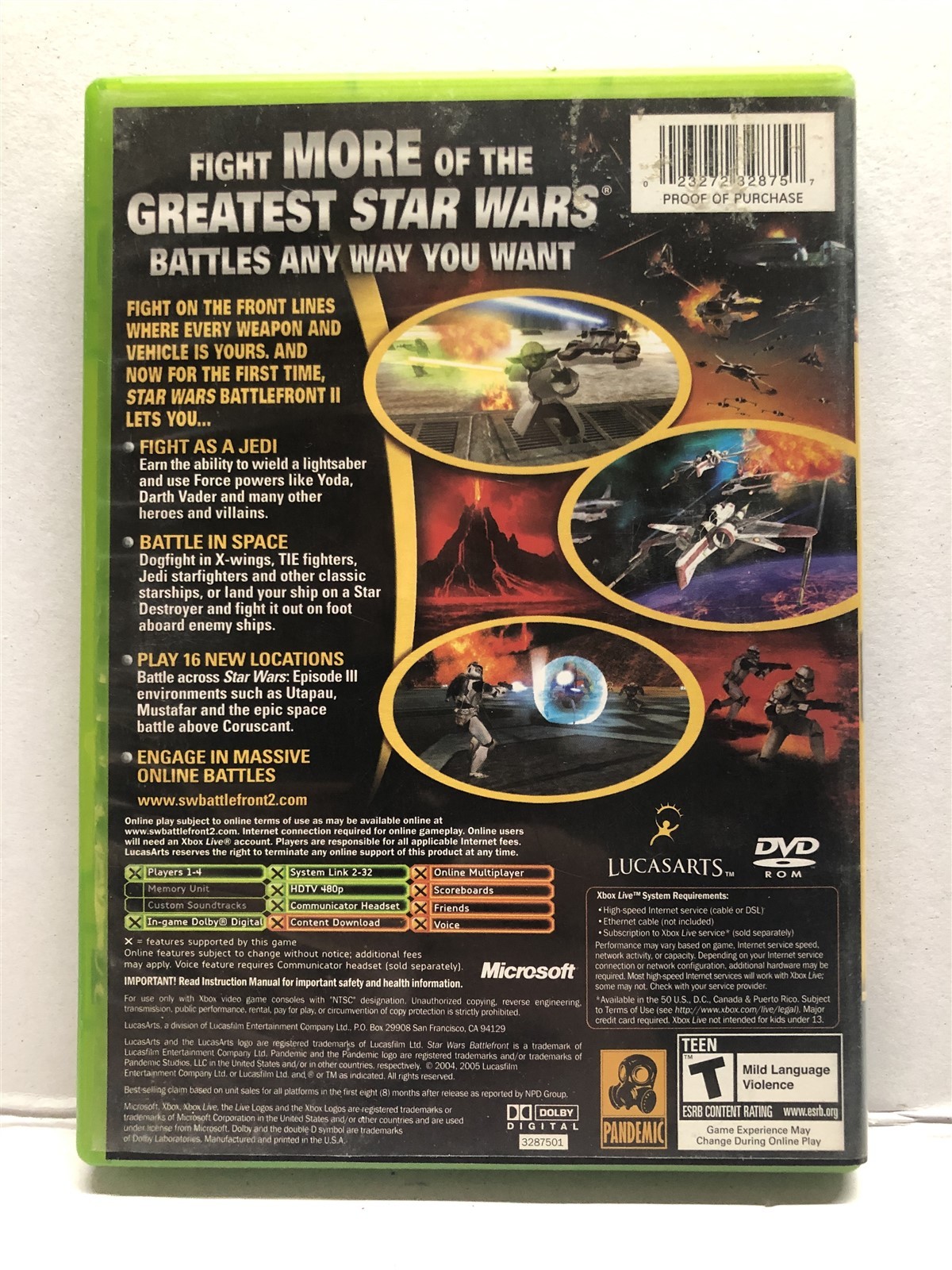 Star Wars: Battlefront II (Microsoft Xbox, 2005) Battlefront 2 Clean & Tested
