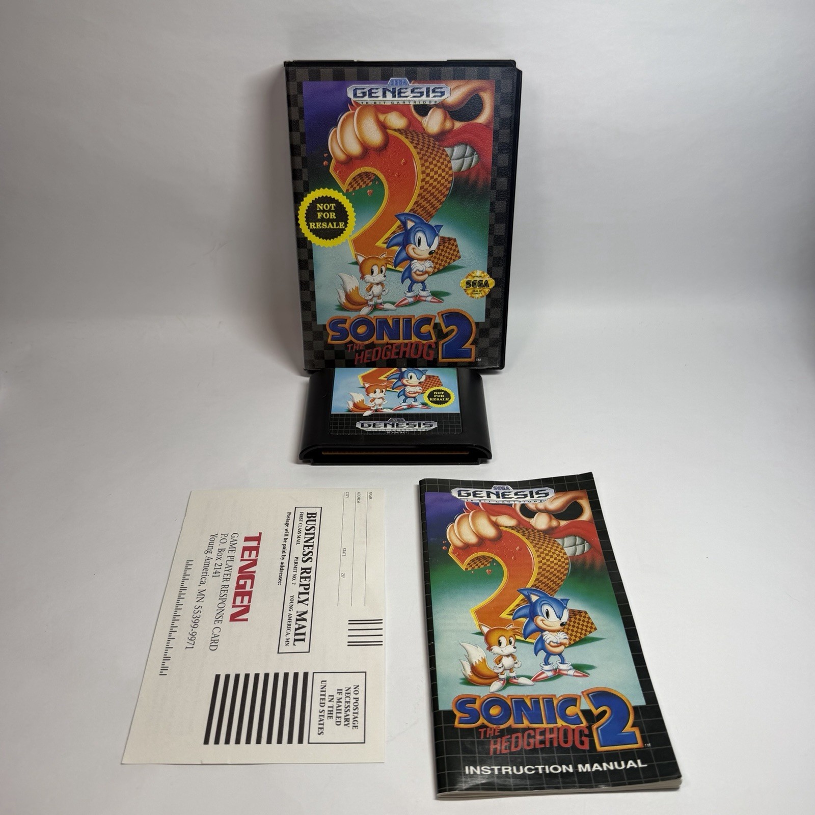 Sonic the Hedgehog 2 (Sega Genesis, 1992) CIB Complete Box Manual + REG CARD OEM