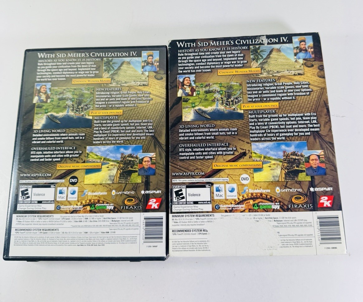 Sid Meier’s Civilization IV Aspyr Game MAC DVD CIB W/Sleeve Manual ML452