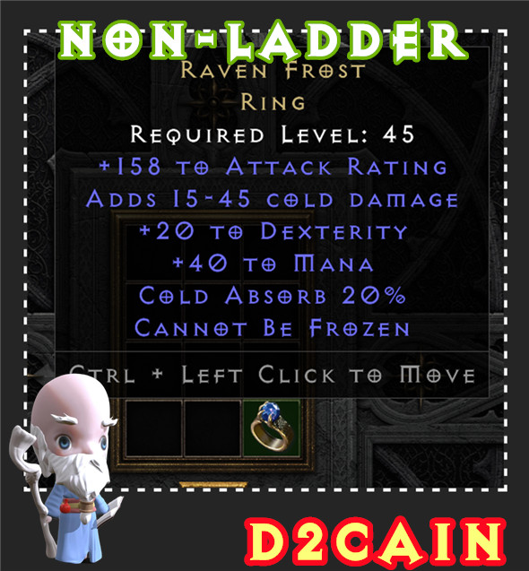 Diablo 2 SC⭐️Non-Ladder⭐️Raven Frost Ring⭐️PC/SWITCH/PS