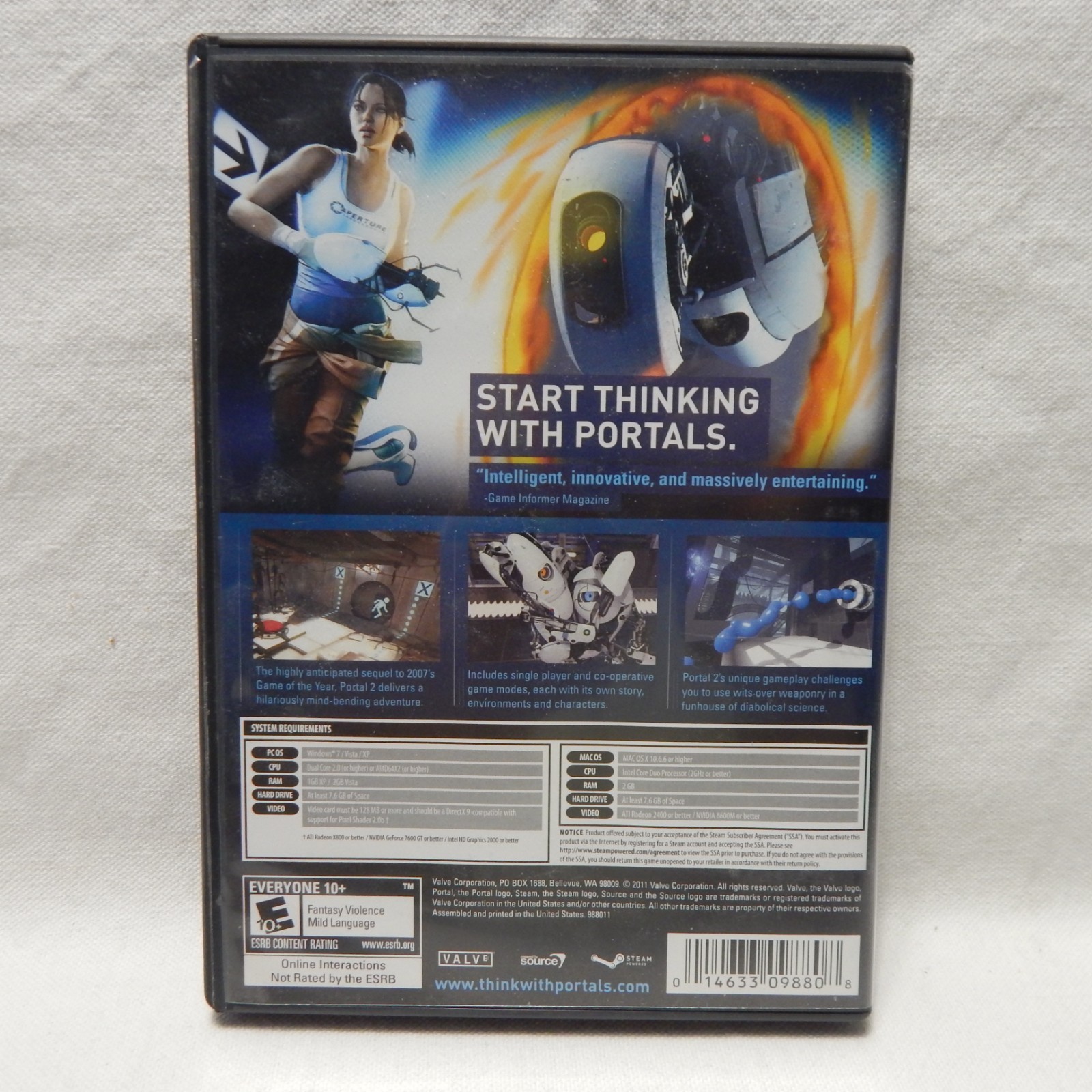 Portal 2 PC Windows Mac DVD-ROM
