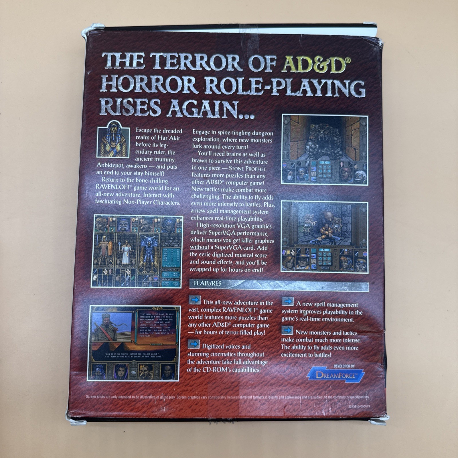 Advanced Dungeons and Dragons Ravenloft Stone Prophet CD DOS PC Big Box READ!