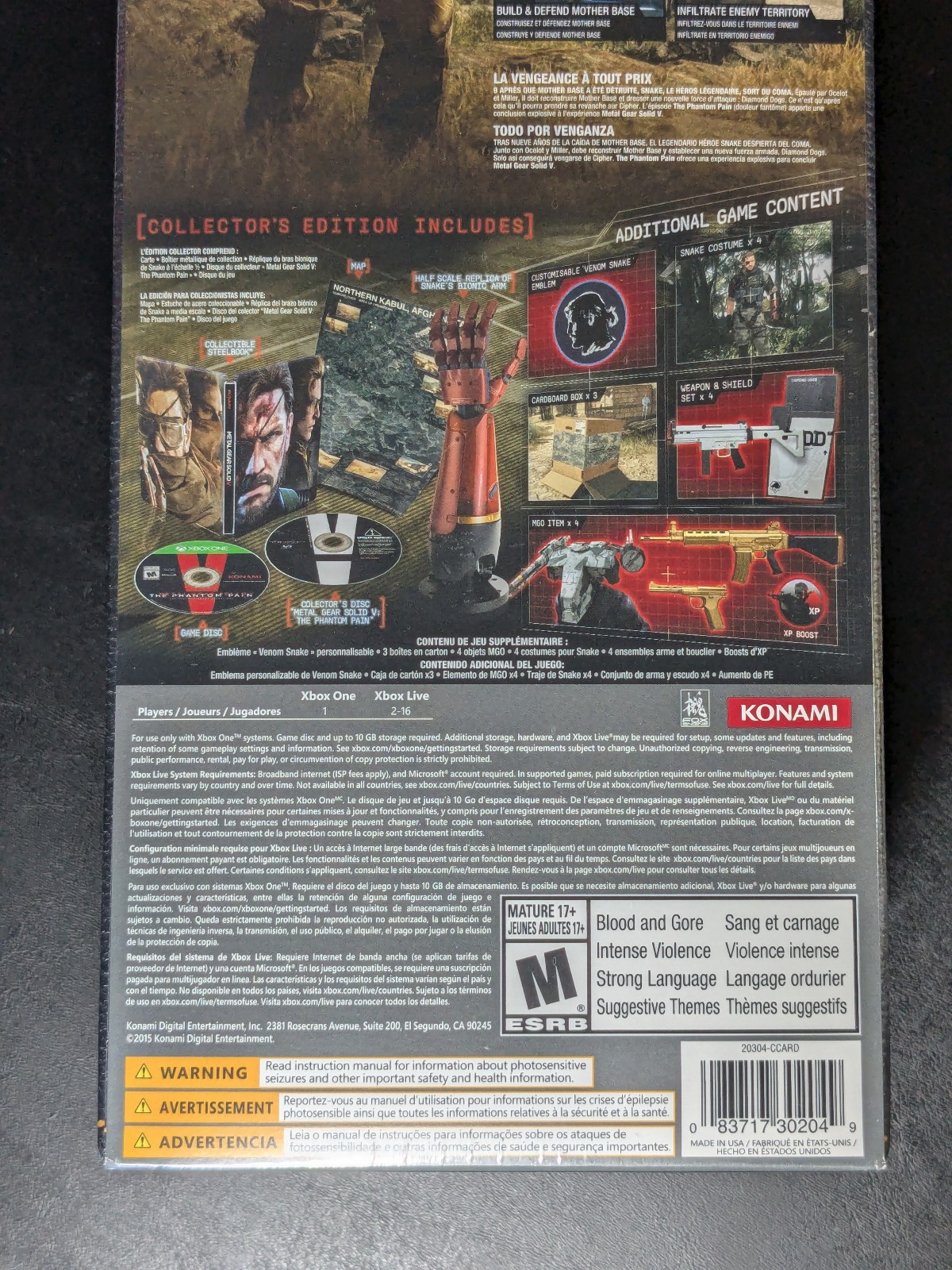 💥 METAL GEAR SOLID THE PHANTOM PAIN Collectors Edition Factory Sealed XBOX 1💥