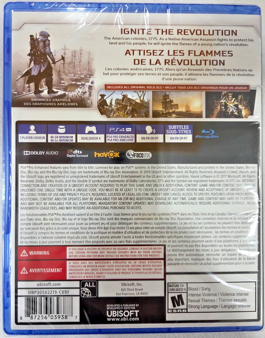 Assassin’s Creed III: Remastered PS4 Brand New Game Special (2019 Action)