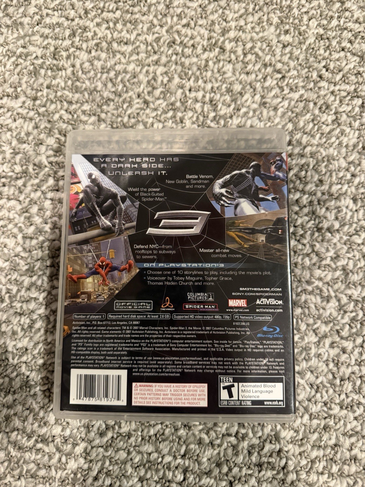 Spider-Man 3 PS3 2007 PlayStation 3 Complete CIB Video Game