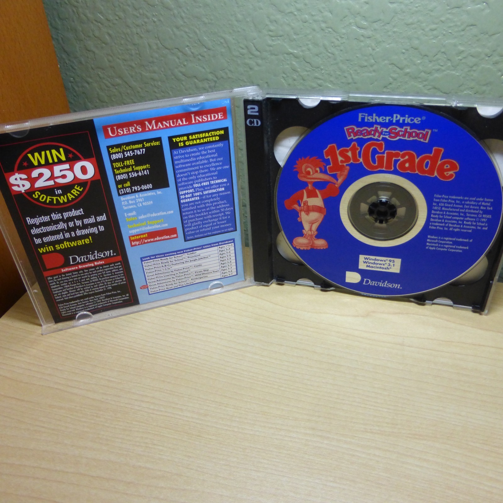 Fisher-Price Ready for School 1st Grade PC CDROM Game 2 Disc Set Ages 5-7 Win 95