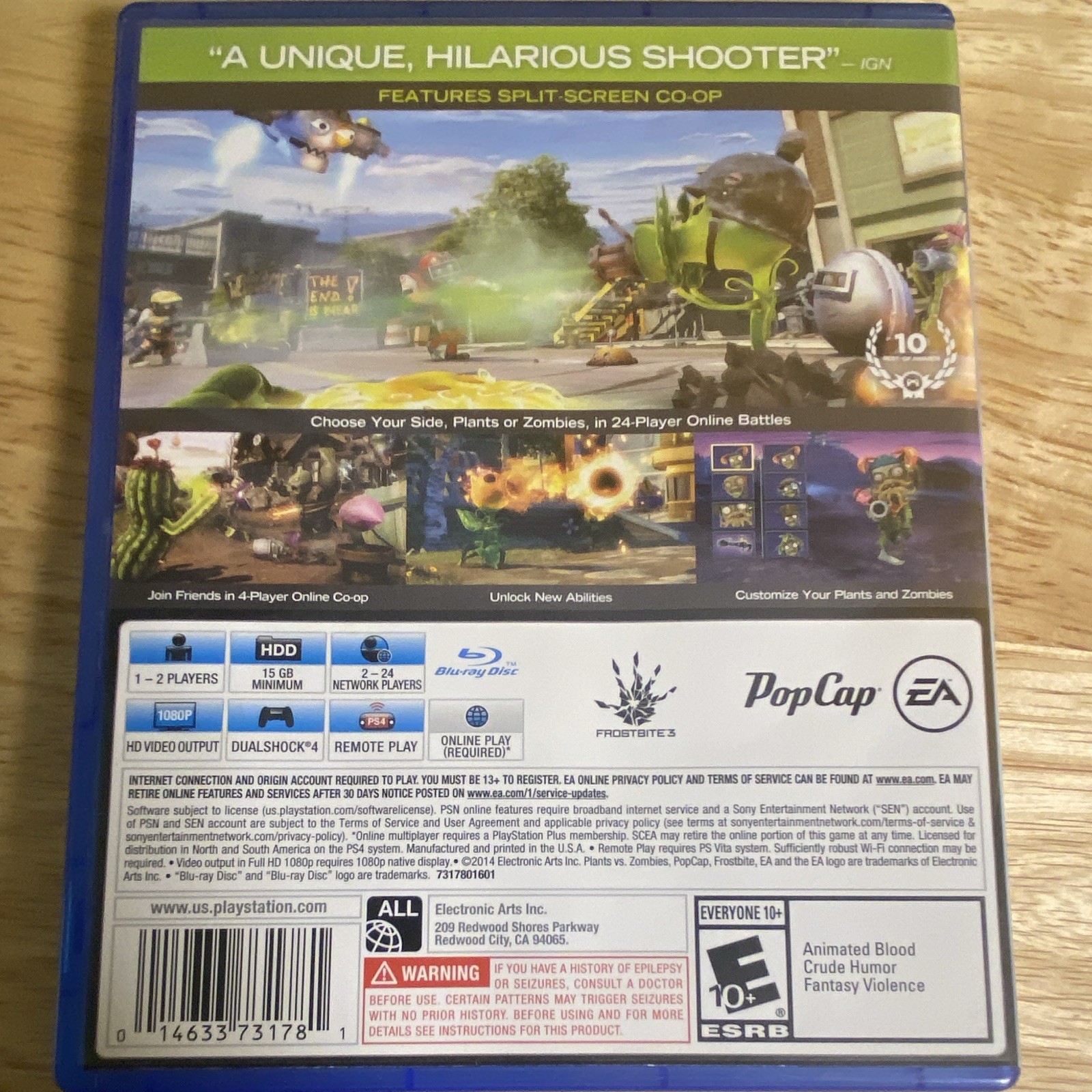Plants vs. Zombies Garden Warfare PS4 EA E10+ Multiplayer NTSC-U/C