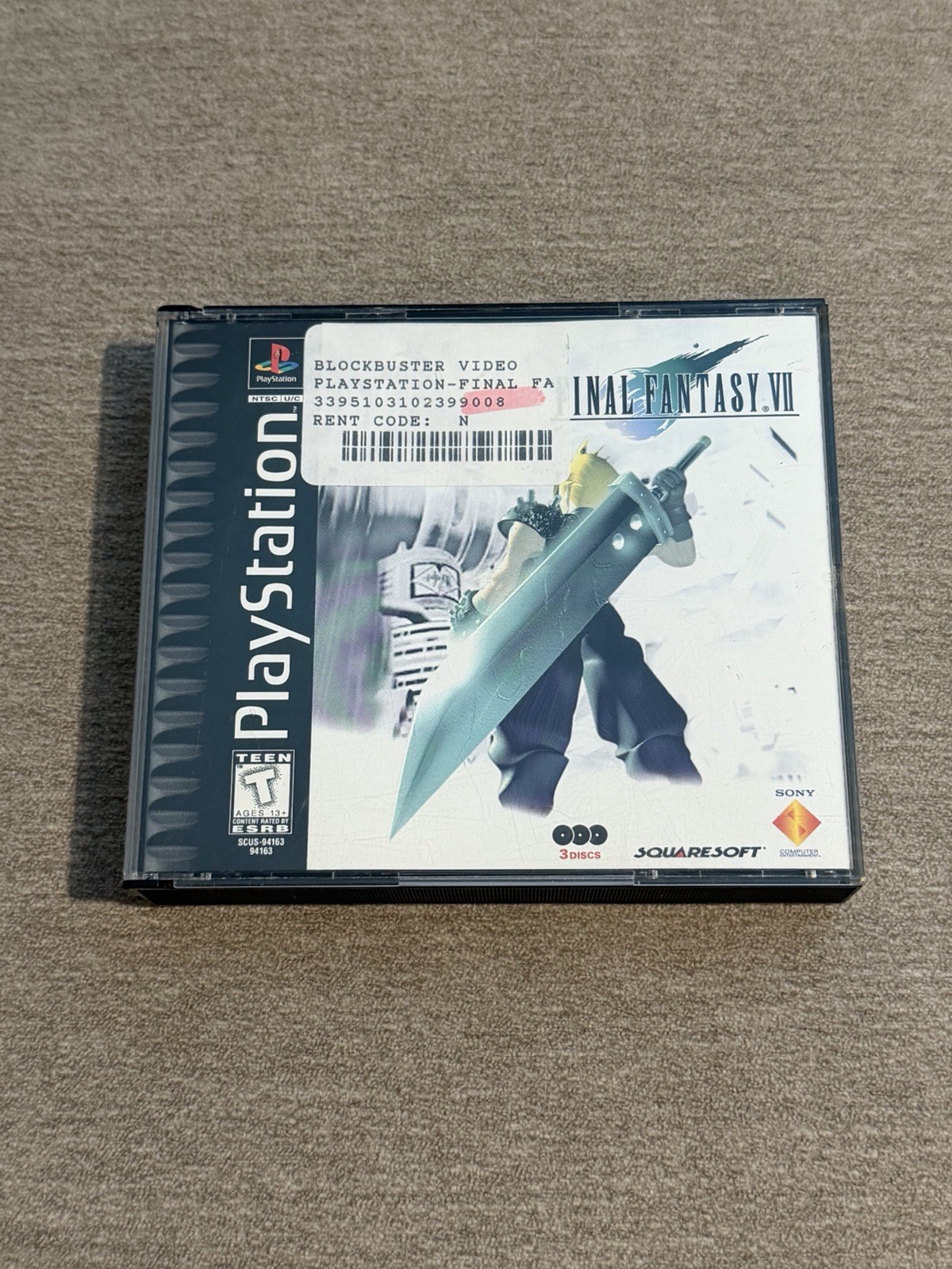 Final Fantasy VII Sony PlayStation 1 PS1 Black Label 3 Discs No Manual