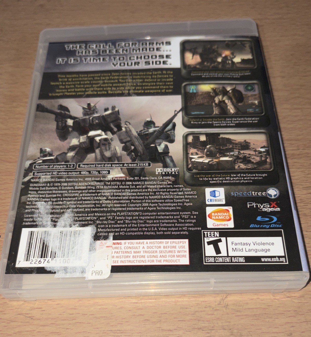 Mobile Suit Gundam: Crossfire Sony PlayStation 3, 2006 No Manual See pics