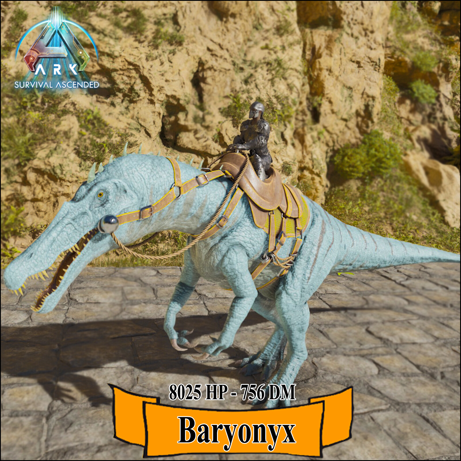 Ark Survival Ascended PC/PS5/XBOX-Official PVE- BARYONYX 8K HP-756 DM Imprinted