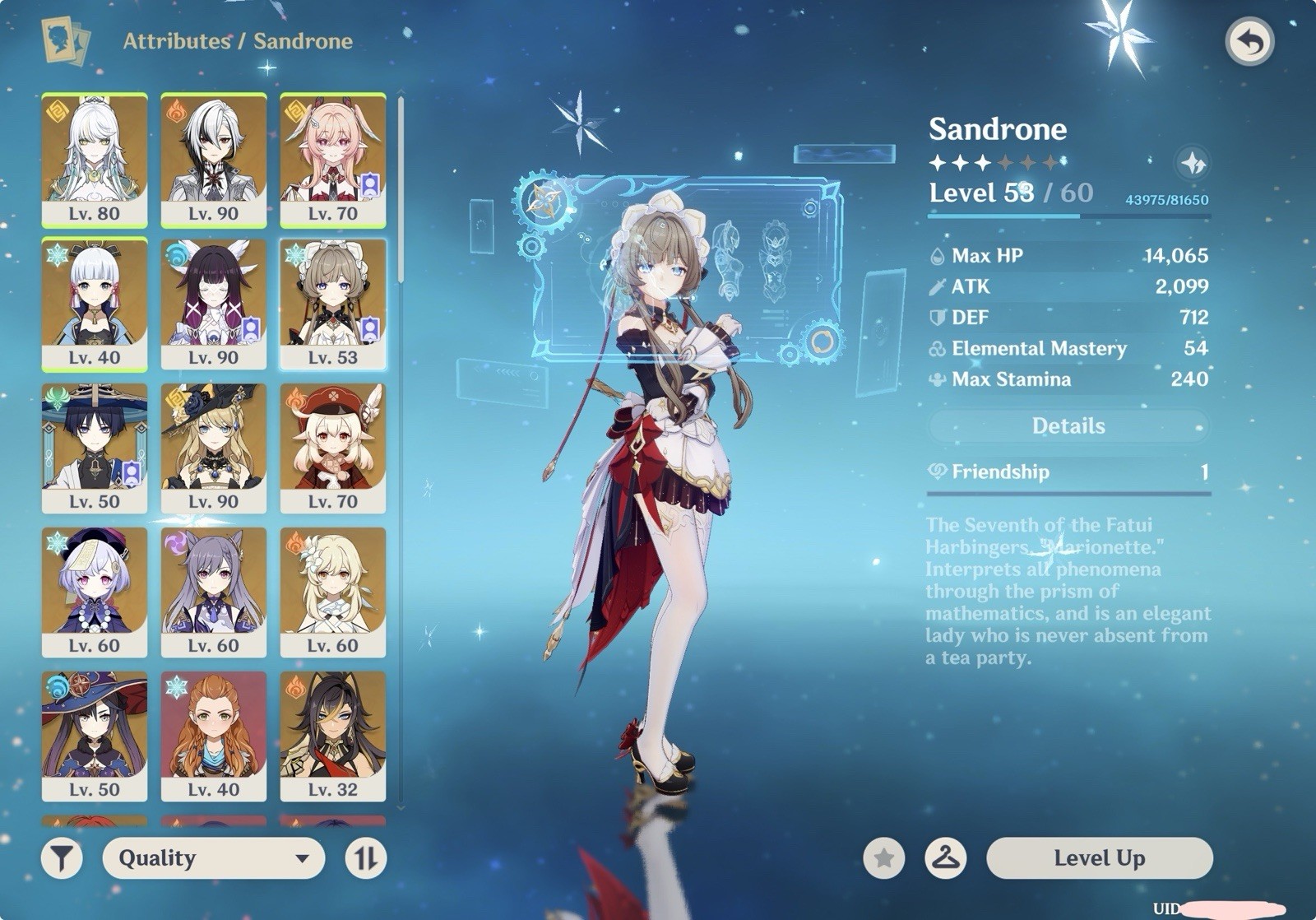 Europe Server AR 55 Account (Zibai Premium, Sandrone, etc) MSG BEFORE BUYING!!