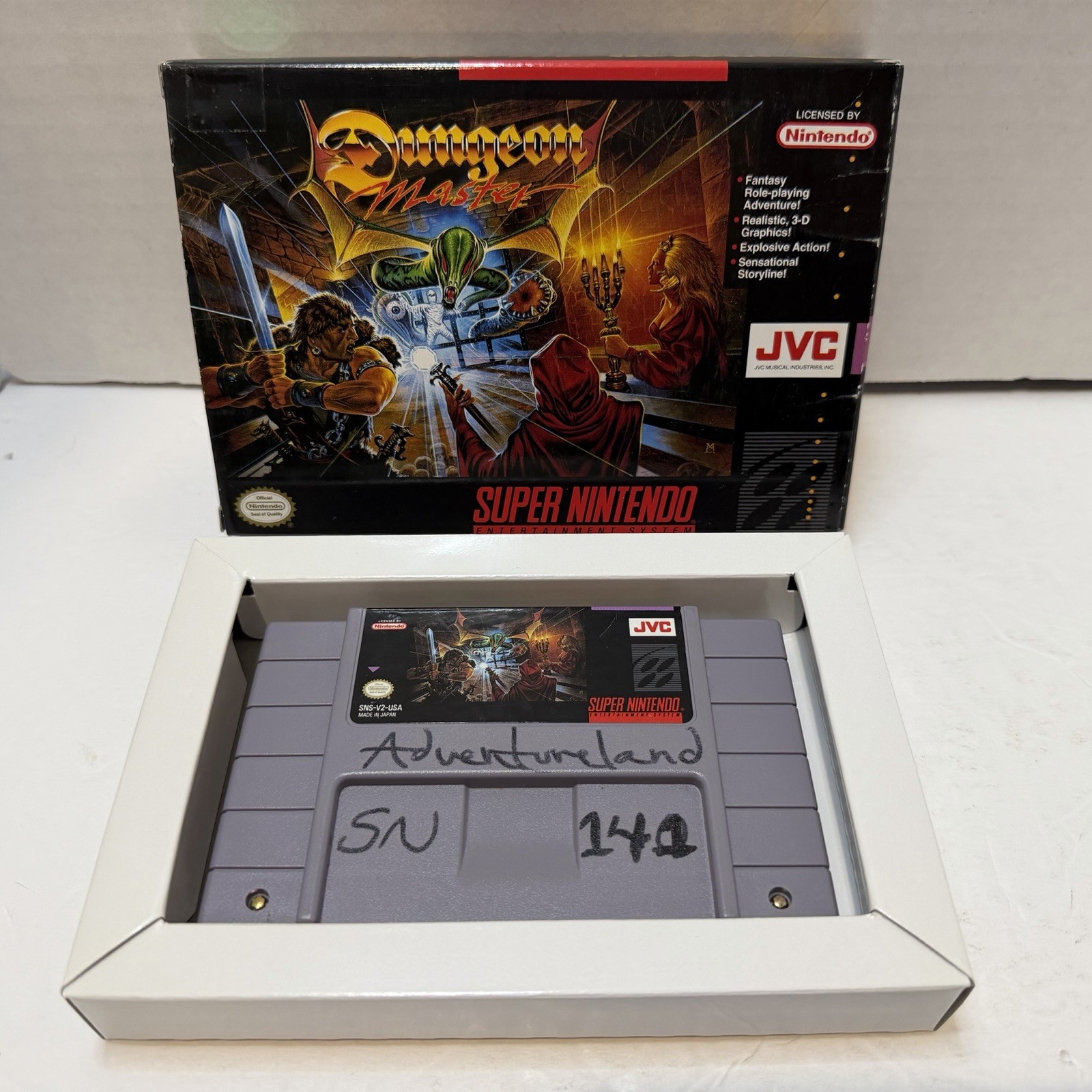 Dungeon Master SNES Cartridge & Original Box No Manual Tested RARE