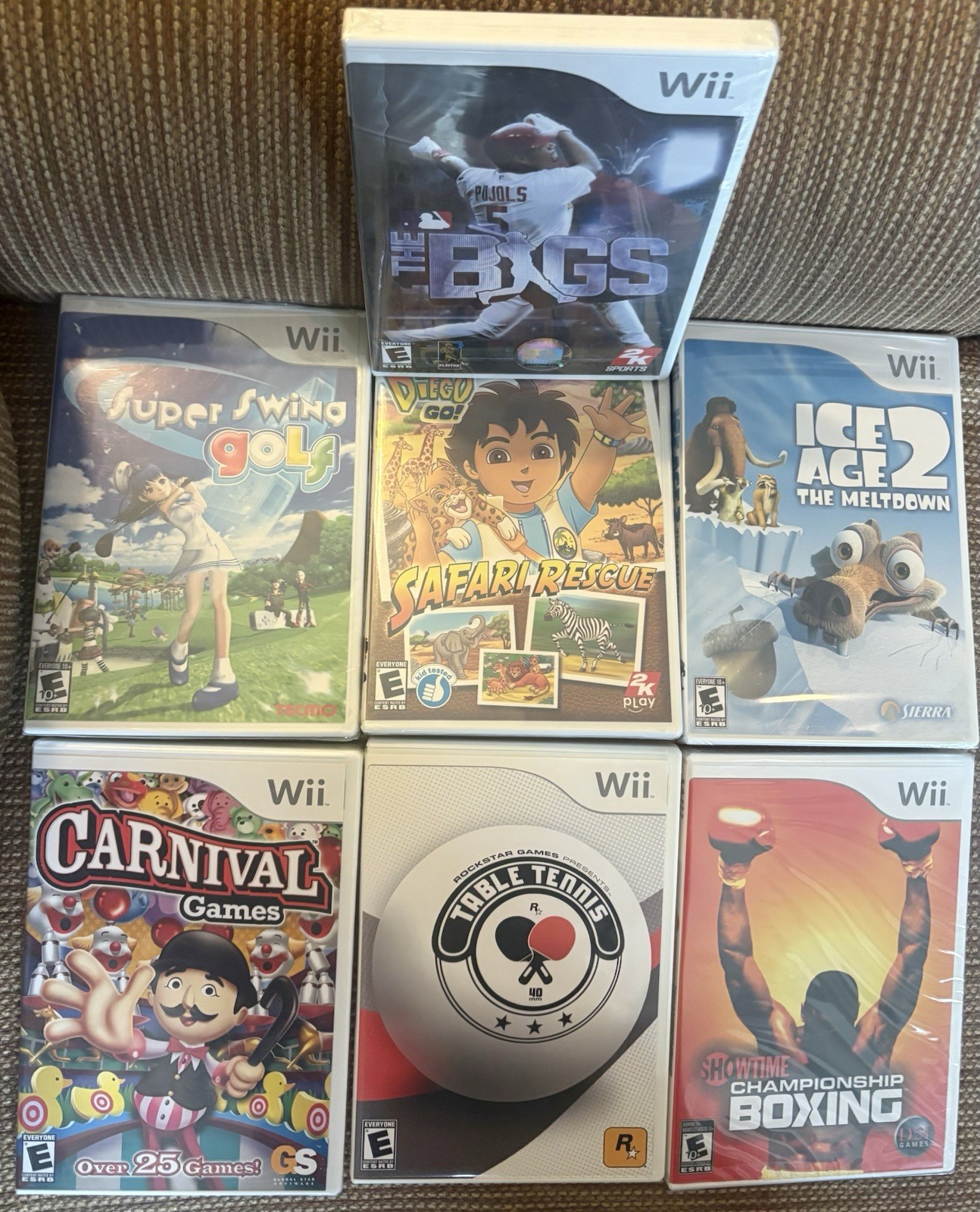Sealed Wii Collection (Wii Sports, The Bigs, Carnival Games, Ice Age 2, Etc.)
