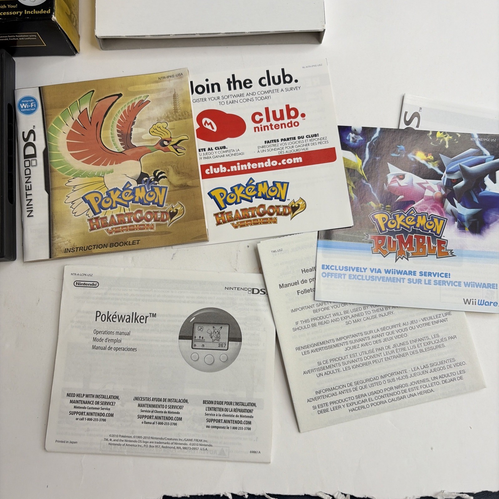 NICE Pokemon Heartgold Version DS Complete Big Box Pokewalker Authentic Tested!