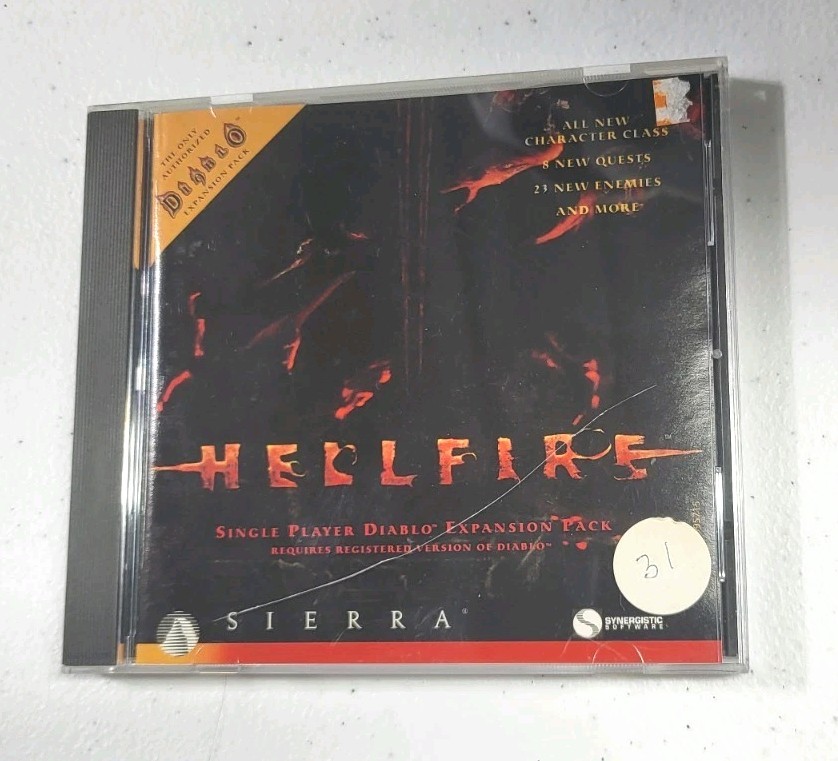 Original Diablo Hellfire Expansion Pack (PC, 1997) Sierra Rated M-Mature Game