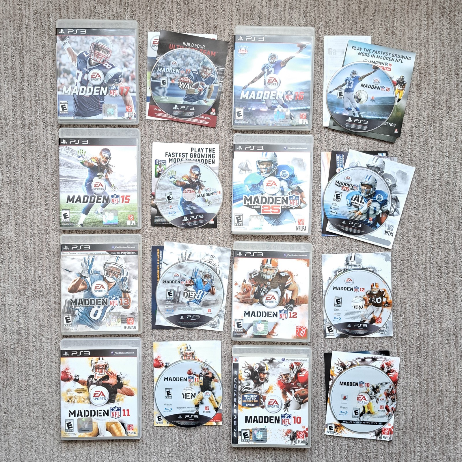 8 Games Lot Madden NFL 10, 11, 12, 13, 14, 15, 16, 17 Football PlayStation 3 PS3