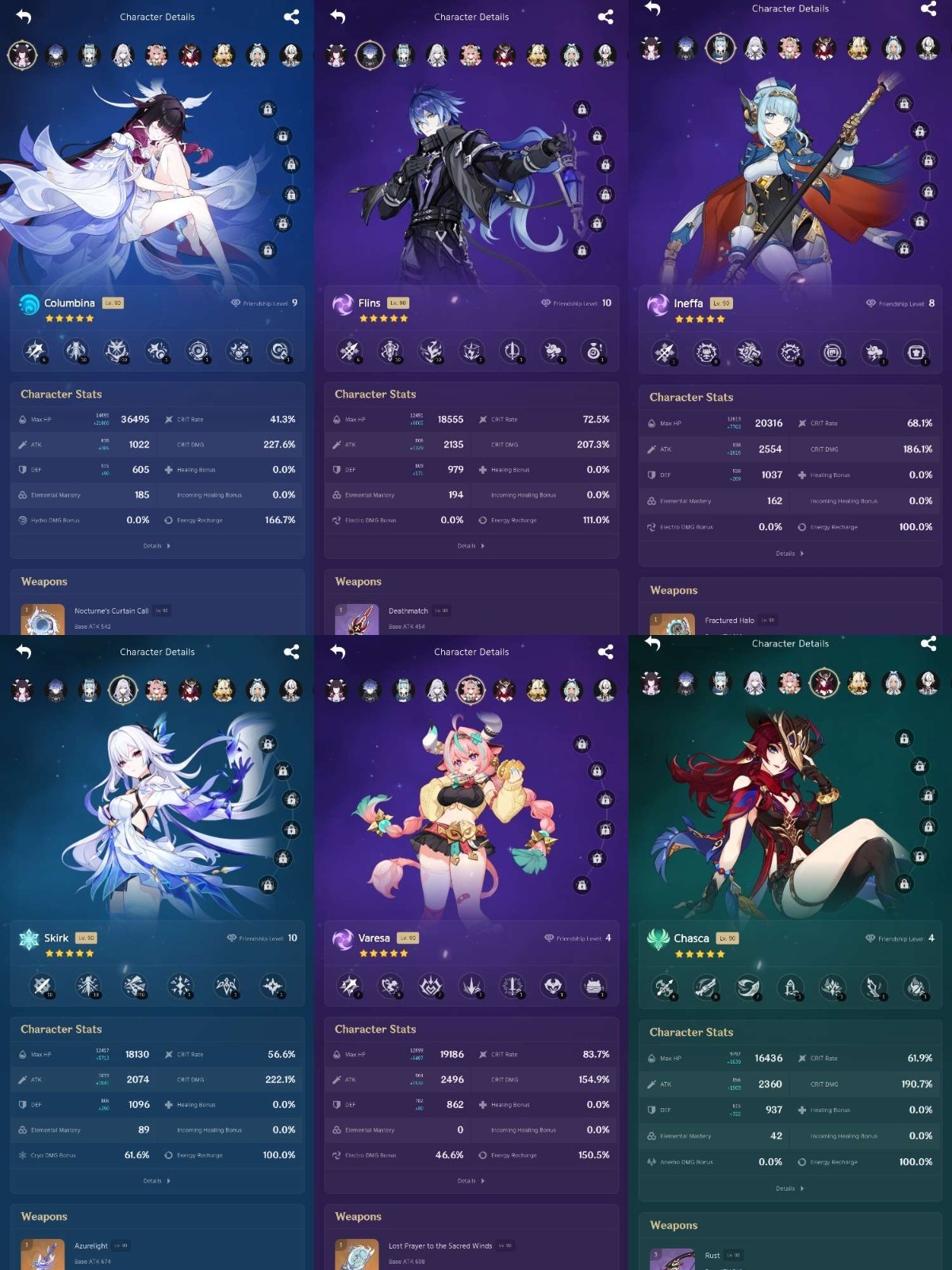 Genshin Impact ( AS ) ar 60 43 limited characters + luna team flins columbina